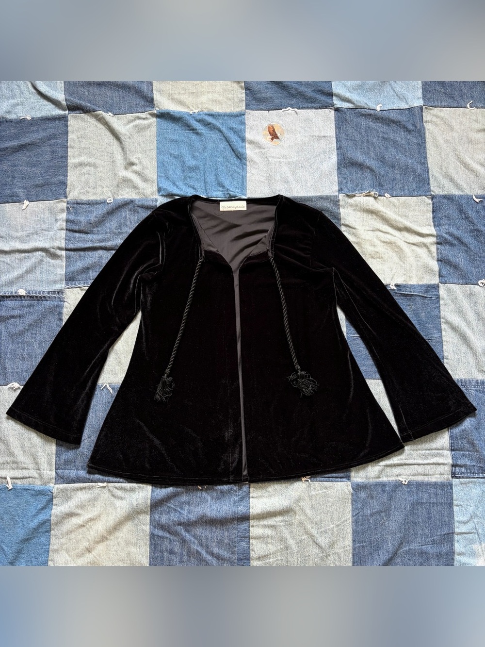 vintage 90s metamorphosis black velvet cardigan tie top whimsigoth vamp size M